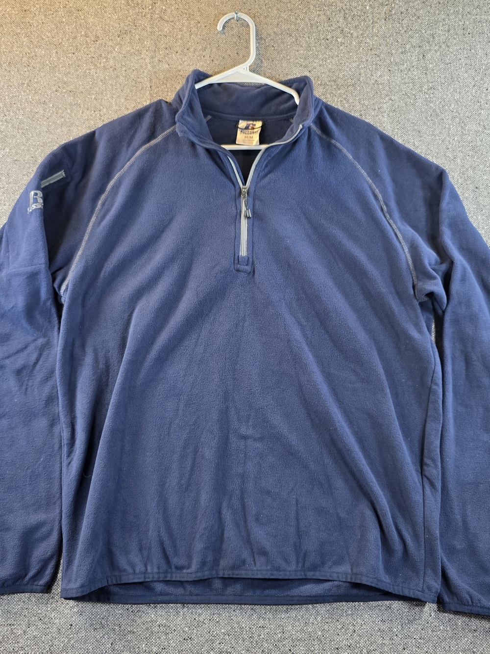 Russell Athletic Men's Medium Navy 1/4 Zip Fleece Pullover Jacket NWT